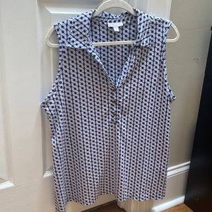 Charter Club XL sleeveless navy and purple dress shirt